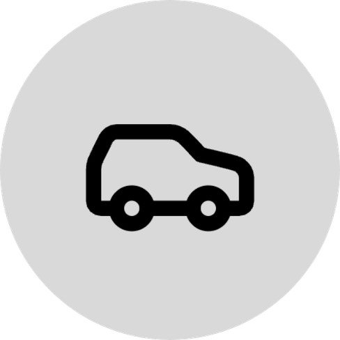 Icône de véhicule utilitaire noir sur fond gris circulaire